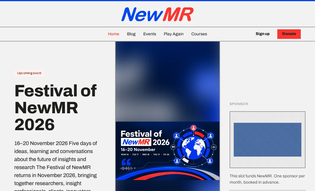 NewMR events and research publishing homepage